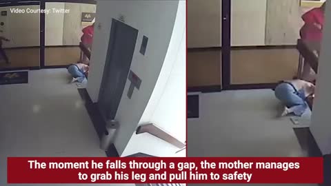 Mom saves toddler from falling off building stairwell