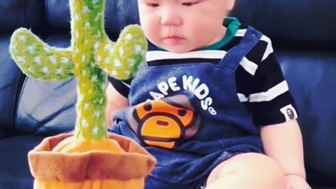 Babies First Time Reactions To Talking Back Cactus Toy