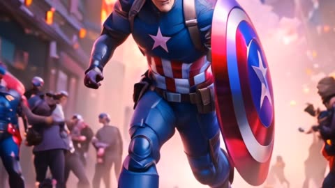 AI Generated Video of Captain America saving the people in the colourful street