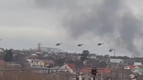 russian airborne forces supported by helicopters