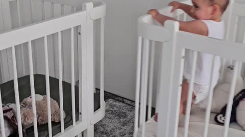 Twin Babies Ride Rocking Cribs