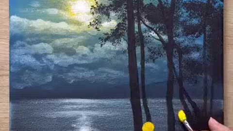 -Moonlight Scenery Acrylic Painting #shorts.mp4