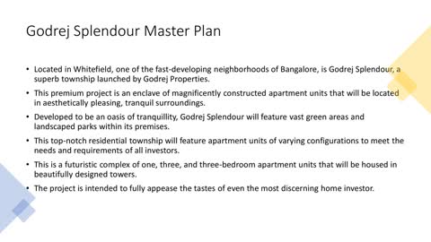 Iconic Premium 1, 2, and 3 BHK Apartment in Whitefield Road Bangalore at Godrej Splendour