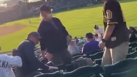 Another angle has surfaced of the #Padres fan knocking out a #Rockies fan.