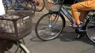 Japanese riding bicycles
