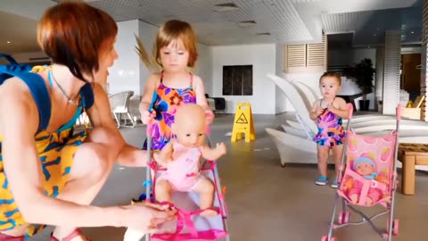 Kids Play Baby Doll's! Bianca & Marmaid at the Swimming Pool. Summer Safety Rules | vikumarnema