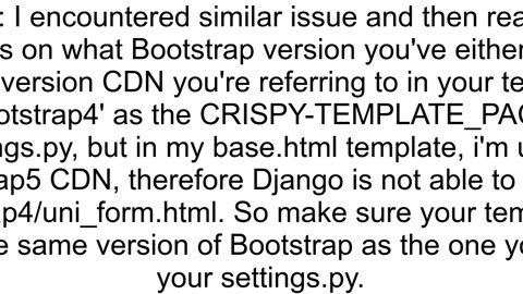 Error when using crispy forms with Django and bootstrap