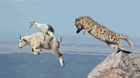 Mother Mountain Goat Protect Her Baby From Snow Leopard Hunting Animals Hunt Fail