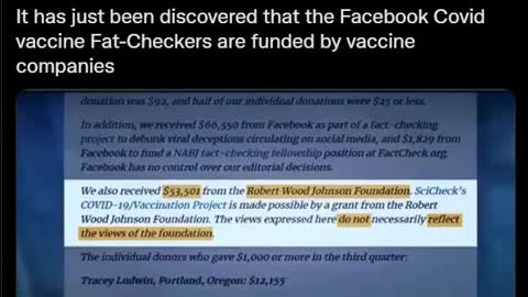 FB Fact Checkers FUNDED BY VAX COMPANY