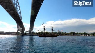 Niagara Tall Ship Under Bluewater Bridges In Sarnia Ontario