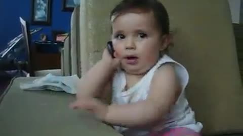 Baby Pretends Talking in Mobile
