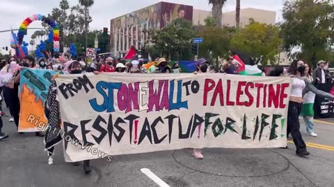 ‘Queers For Palestine’ group forces their way to the front of the Hollywood ‘Pride’