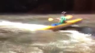 Good job dylan man stuck in kayak on river