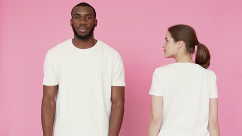 A Man and Woman Wearing Plain White Shirt