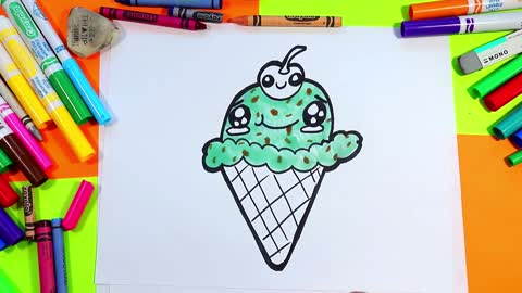 How to Draw a Cute Ice Cream Cone