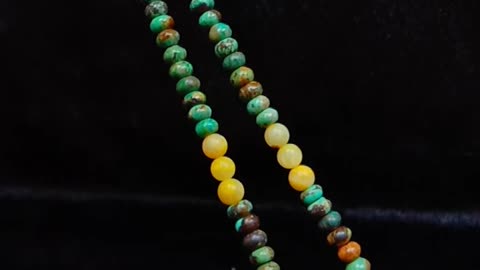 Natural turquoise bumble bee beaded necklace full strand 16inch 20240223-02-08