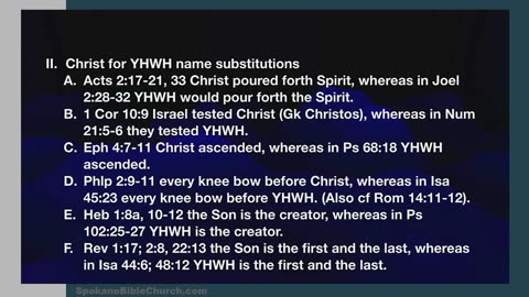 NT Framework 12: Christ for YHWH Substitutions/Deity of Christ