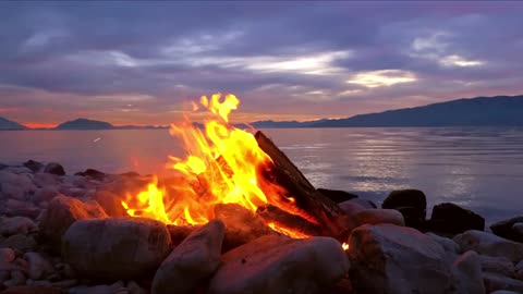 Tranquil Lakeside Campfire"