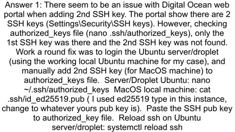 DigitalOcean Permission denied publickey when adding new ssh keys to an existing droplet