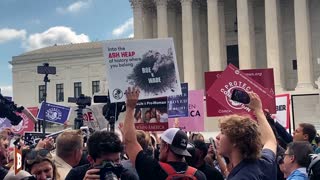 Crowd Prays in Gratitude Outside of SCOTUS as Roe v. Wade Overturned