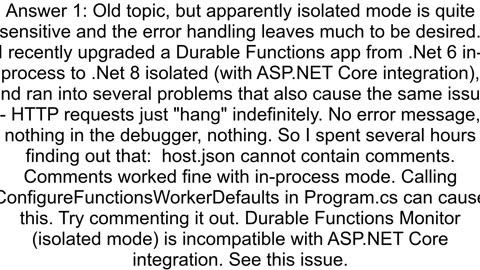 Isolated Function App not responding to HTTP calls