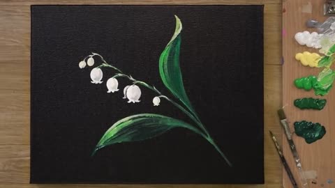 Lily of Valley Painting - Painting on Black Canvas
