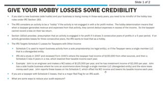 Avoid IRS Red Flags - How to Give Your Hobby some Credibility