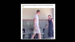 Young Woman Teaches Young Man How To Be A Gentleman