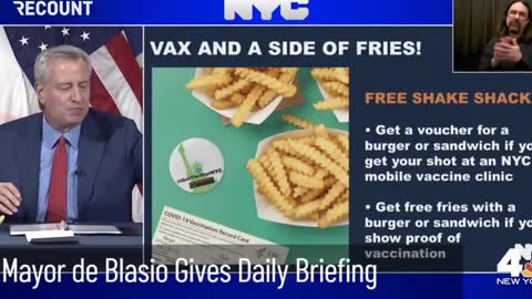 Bill De Blasio Promotes Shake Shack’s Free Food for Vaccination Deal