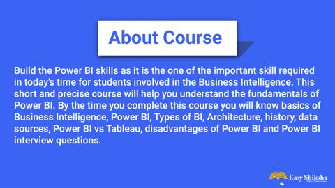 Introduction To Power BI Tutorial | Online Certification Course | Details @easyshiksha.com
