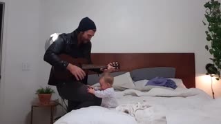 Baby Girl Is Number One Fan Of Dad And His Guitar