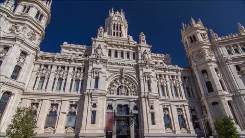 cibeles palace timelapse in spain