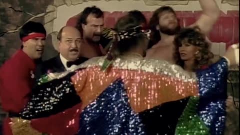 TEAM MADNESS SURVIVOR SERIES OPENING MATCH PROMO THANKSGIVING NIGHT 1987 BRUTUS THE BARBER BEEFCAKE RICKY STEAM BOAT RANDY SAVAGE JAKE THE SNAKE