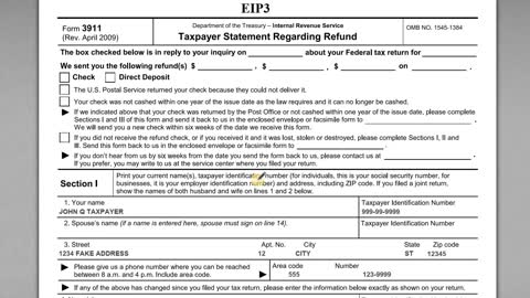 How to Fill Out IRS Form 3911 for a Lost Stimulus Check