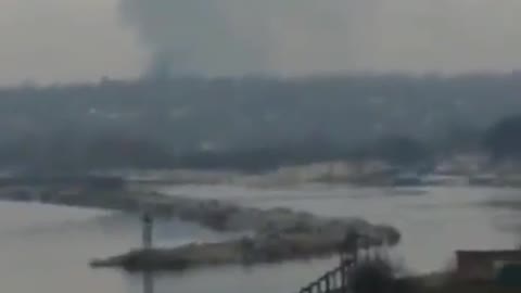 Strikes hit the town of Ukrainka, just south of Kiev.