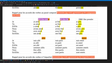 French 34 cheat sheet for verbs in French