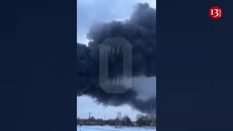 Footage of strong fire that broke out at an oil base after Ukrainian drone attack