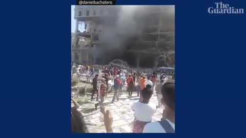 Havana explosion- social media footage shows damage to downtown hotel