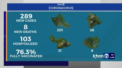 Hawaii reports 289 COVID cases, 8 new deaths