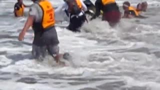 Canoe Full Of People Completely Misses The Wave And End Up Bottoms Up In The Water