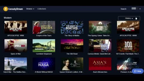Peek into the content library of Curiosity Stream -On Demand Streaming