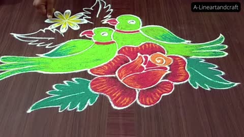 simple parrots Rangoli for beginners