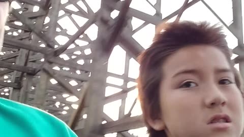 Richie 1st time on the big roller coaster at Knotts