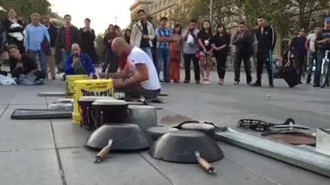 Street drummer in Paris