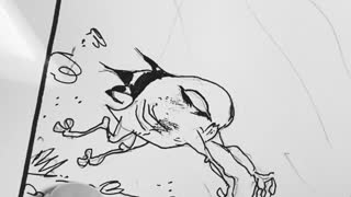 inking a monster for my comic book