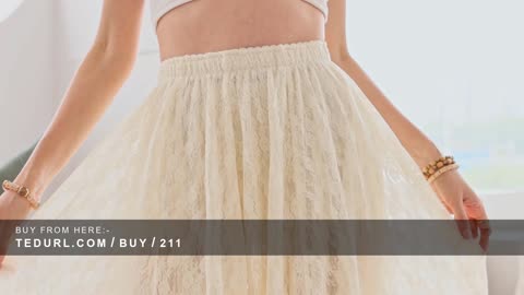 Women's Summer Lace Print Asymmetrical Layered Hem Long Skirts