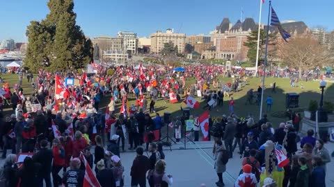 Victoria BC - Legislative Grounds - Protest gathering
