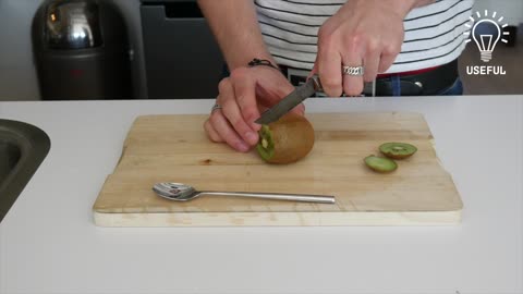 The quickest way to peel a kiwi