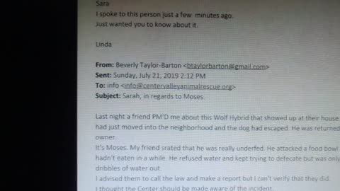 Center Valley Animal Rescue eMails with Jefferson County Sheriff. Michael Allmain Case. Part ONE