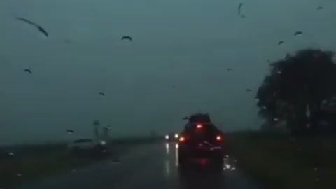 exact moment when lightning strikes the car